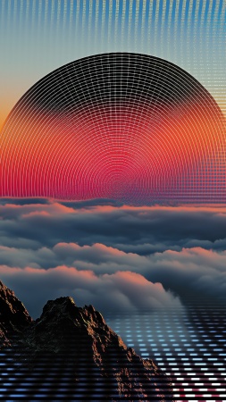 retro vibe wallpaper, colorful spectrum, psychedelic patterns, background for mobile wallpaper (vertical)