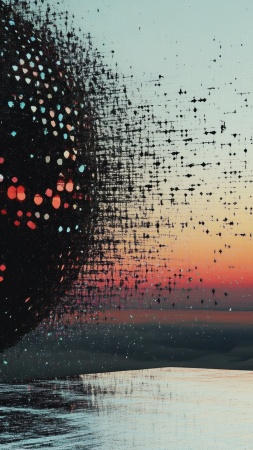 retro vibe wallpaper, abstract art, space exploration, background for mobile wallpaper (vertical)