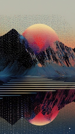 retro vibe wallpaper, colorful spectrum, space art, background for mobile wallpaper (vertical)