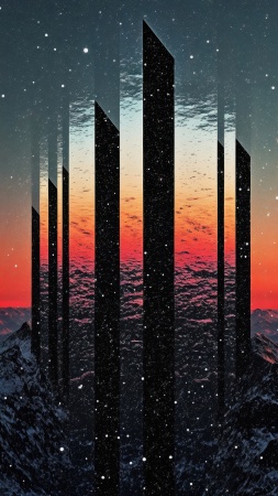 spectrum colors wallpaper, surreal landscapes, retro futurism, background for mobile wallpaper (vertical)