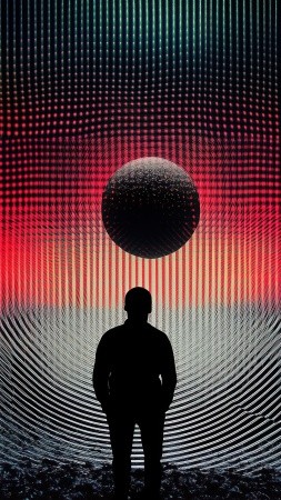 retrowave wallpaper, synthwave, 80s nostalgia, background for mobile wallpaper (vertical)