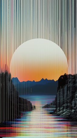 retrowave wallpaper, synthwave, geometric art, background for mobile wallpaper (vertical)