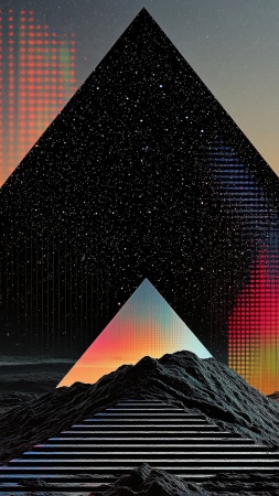 retrowave wallpaper, neon lights, surreal landscapes, background for mobile wallpaper (vertical)