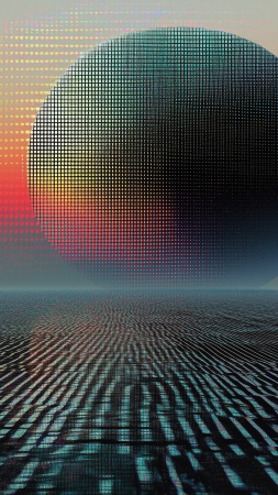 retrowave wallpaper, geometric designs, neon colors, background for mobile wallpaper (vertical)