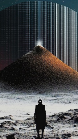 retrowave wallpaper, neon colors, geometric designs, background for mobile wallpaper (vertical)