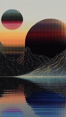 retrowave wallpaper, synthwave, 80s aesthetic, background for mobile wallpaper (vertical)