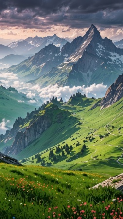 swiss alps wallpaper, weather, hiking trails, background for mobile wallpaper (vertical)