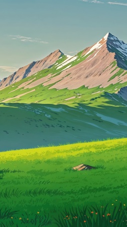 springtime wallpaper, hills, lush greenery, background for mobile wallpaper (vertical)