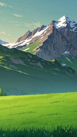 springtime wallpaper, green grass, rolling hills, background for mobile wallpaper (vertical)