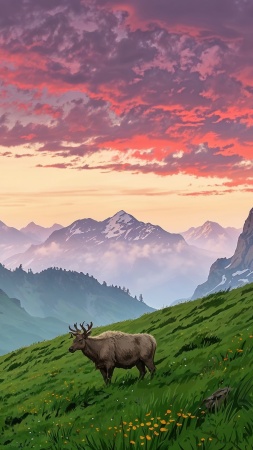 springtime wallpaper, green grass, rolling hills, background for mobile wallpaper (vertical)