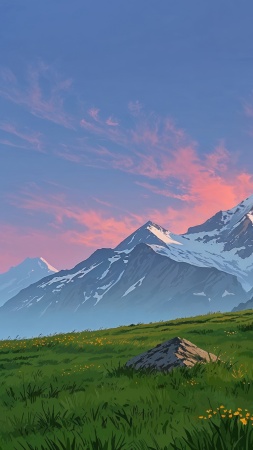 springtime wallpaper, green grass, blooming flowers, background for mobile wallpaper (vertical)