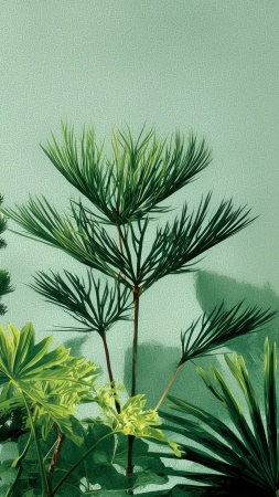 plant art wallpaper, organic shapes, abstract nature, background for mobile wallpaper (vertical)