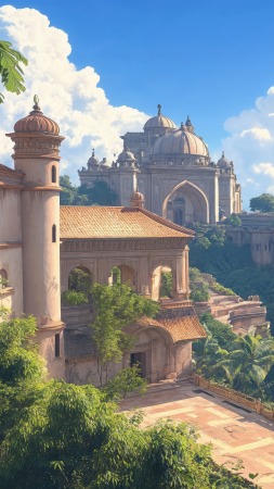 temple architecture wallpaper, historical sites, cultural heritage, background for mobile wallpaper (vertical)