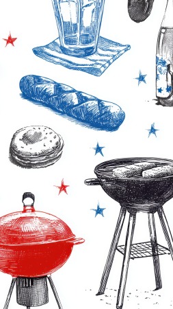 labor day bbq wallpaper, festive food, picnic clip art, background for mobile wallpaper (vertical)