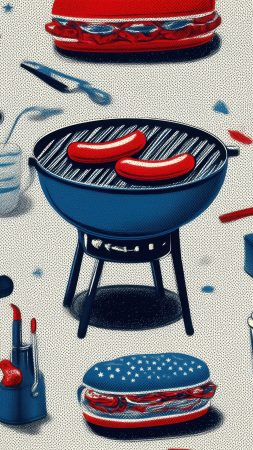 labor day bbq wallpaper, summer cookout, grilling recipes, background for mobile wallpaper (vertical)