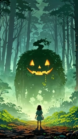 creepy wallpaper, nature spirit, magical creatures, background for mobile wallpaper (vertical)