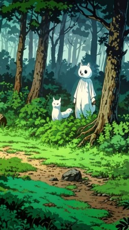 forest spirit wallpaper, enchanted forest, eerie atmosphere, background for mobile wallpaper (vertical)