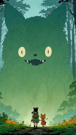 forest spirit wallpaper, enchanted woods, nature spirits, background for mobile wallpaper (vertical)