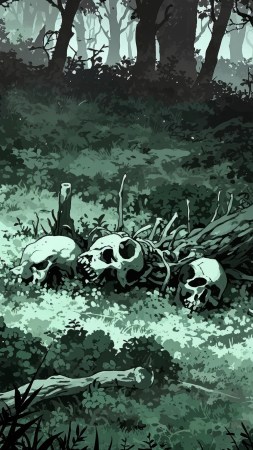 bone pile wallpaper, creepy landscape, death scene, background for mobile wallpaper (vertical)