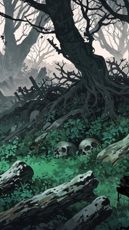 bone pile wallpaper, creepy landscape, dark wilderness, background for mobile wallpaper (vertical)
