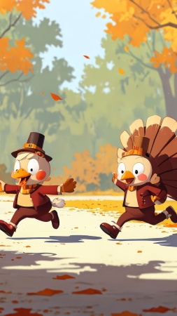 turkey trot wallpaper, turkey race, autumn run, background for mobile wallpaper (vertical)