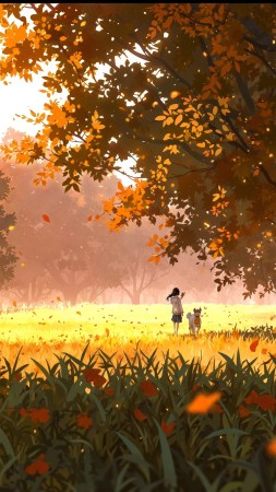 cozy fall wallpaper wallpaper, pumpkin patch, autumn scenery, background for mobile wallpaper (vertical)