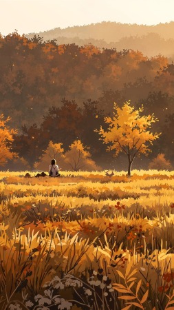 harvest fields wallpaper, seasonal changes, seasonal change, background for mobile wallpaper (vertical)