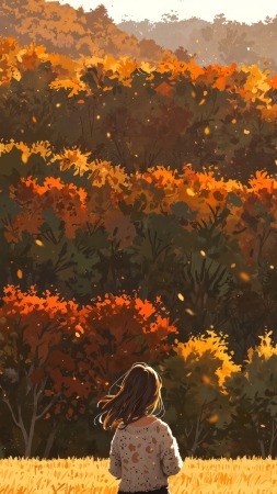 golden meadow wallpaper, peaceful landscape, picturesque landscape, background for mobile wallpaper (vertical)