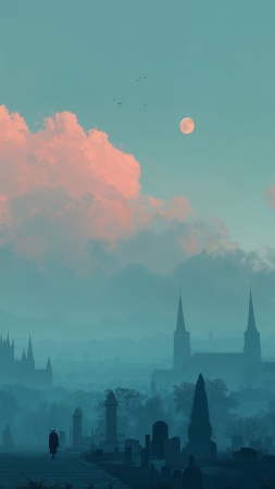 gothic wallpaper, misty night, mystical night, background for mobile wallpaper (vertical)