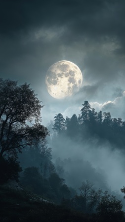 haunted night wallpaper, horror aesthetics, macabre art, background for mobile wallpaper (vertical)