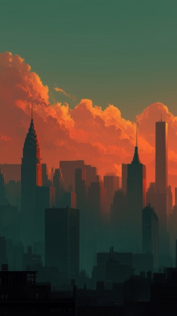 skyscraper wallpaper, nyc, city lights, background for mobile wallpaper (vertical)