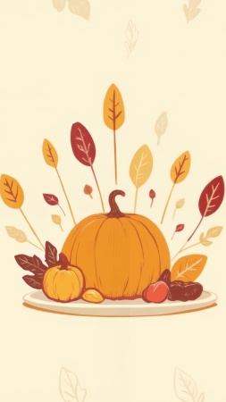 autumn decorations wallpaper, seasonal clipart, turkey art, background for mobile wallpaper (vertical)