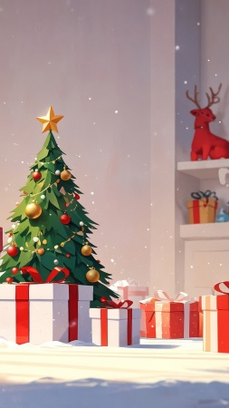 winter holidays wallpaper, decorative paper, seasonal cheer, background for mobile wallpaper (vertical)