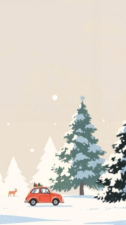 seasonal cheer wallpaper, pine tree forest, cozy fireplace, background for mobile wallpaper (vertical)