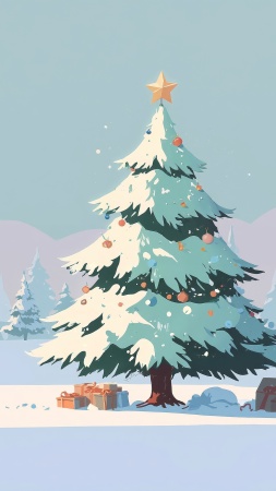 pine tree forest wallpaper, pine tree farm, snowfall, background for mobile wallpaper (vertical)