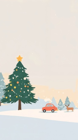 pine tree forest wallpaper, december festivities, snowfall, background for mobile wallpaper (vertical)