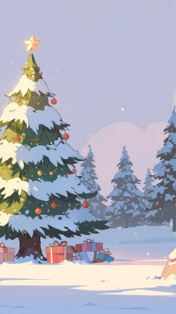 evergreen trees wallpaper, december festivities, festive lights, background for mobile wallpaper (vertical)