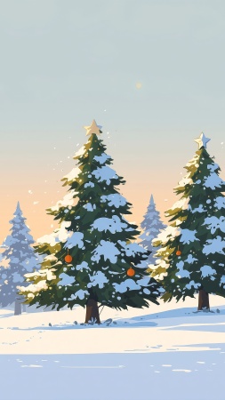 evergreen trees wallpaper, december festivities, pine tree decorations, background for mobile wallpaper (vertical)