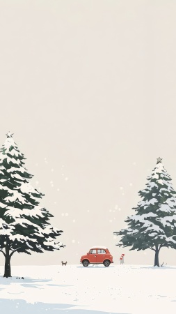 snowy scenery wallpaper, pine forest, evergreen trees, background for mobile wallpaper (vertical)
