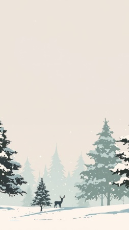 winter scenery wallpaper, pine forest, snowy scenery, background for mobile wallpaper (vertical)