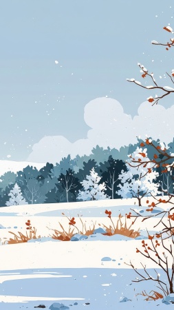 snowy scenery wallpaper, magical winter, festive holiday, background for mobile wallpaper (vertical)