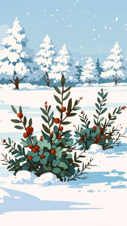 cozy blankets wallpaper, snowflakes falling, warm drinks, background for mobile wallpaper (vertical)