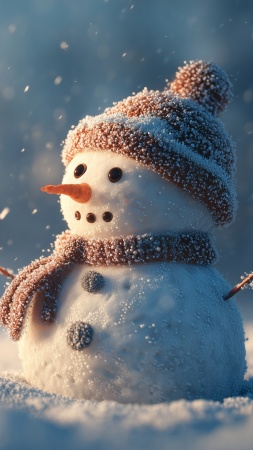 snowman wallpaper, decorations, festive snow, background for mobile wallpaper (vertical)
