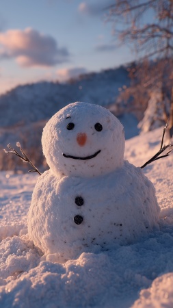 snowman wallpaper, decorations, festive snow, background for mobile wallpaper (vertical)