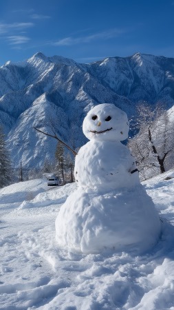 snow sculpture wallpaper, snowy mountain, outdoor sculpture, background for mobile wallpaper (vertical)