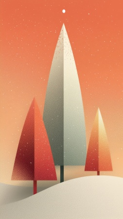 winter tree wallpaper, tranquil landscape, seasonal decoration, background for mobile wallpaper (vertical)