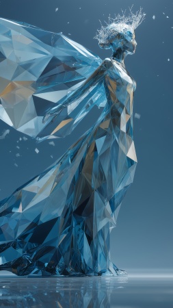 crystalline design wallpaper, icicle decor, snow crystal, background for mobile wallpaper (vertical)