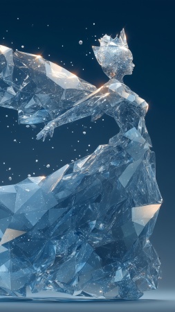 crystal sculpture wallpaper, winter fantasy, crystalline design, background for mobile wallpaper (vertical)