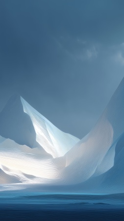 alpine abstract wallpaper, snowy mountains, minimalistic landscape, background for mobile wallpaper (vertical)