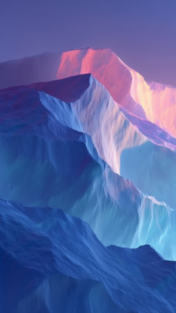 serene gradients wallpaper, icy peaks, snow-capped hills, background for mobile wallpaper (vertical)